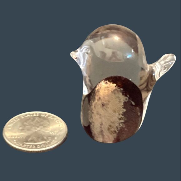 Mini Paperweight Hand Blown Art Glass Small Bird Figurine Brown Earth Vintage - Picture 3 of 7